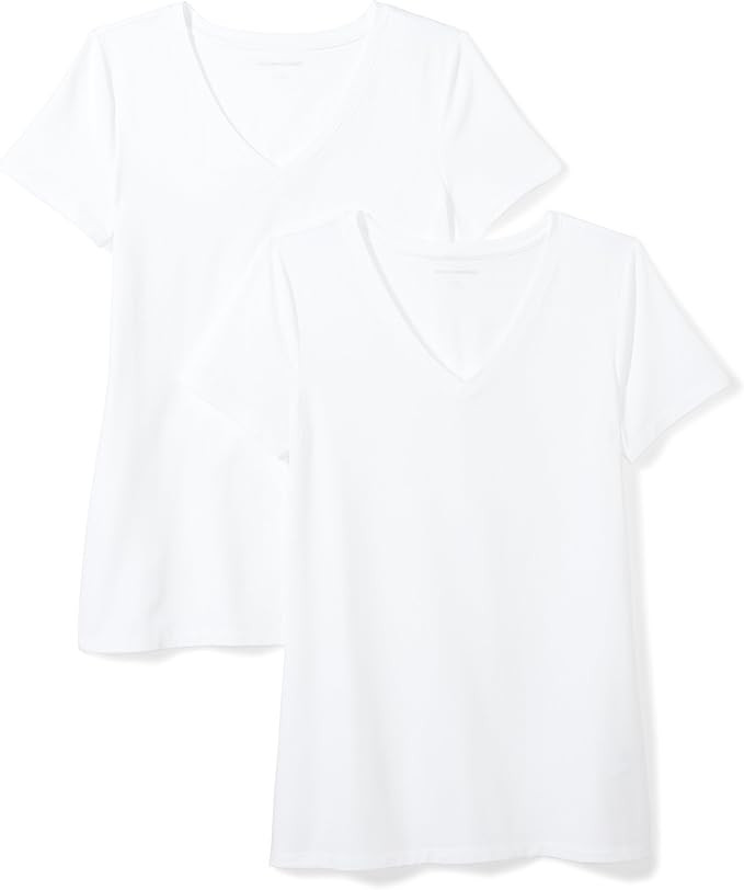 Amazon Essentials Women's 2-Pack Classic-Fit Short-Sleeve V-Neck T-Shirt | Amazon (US)