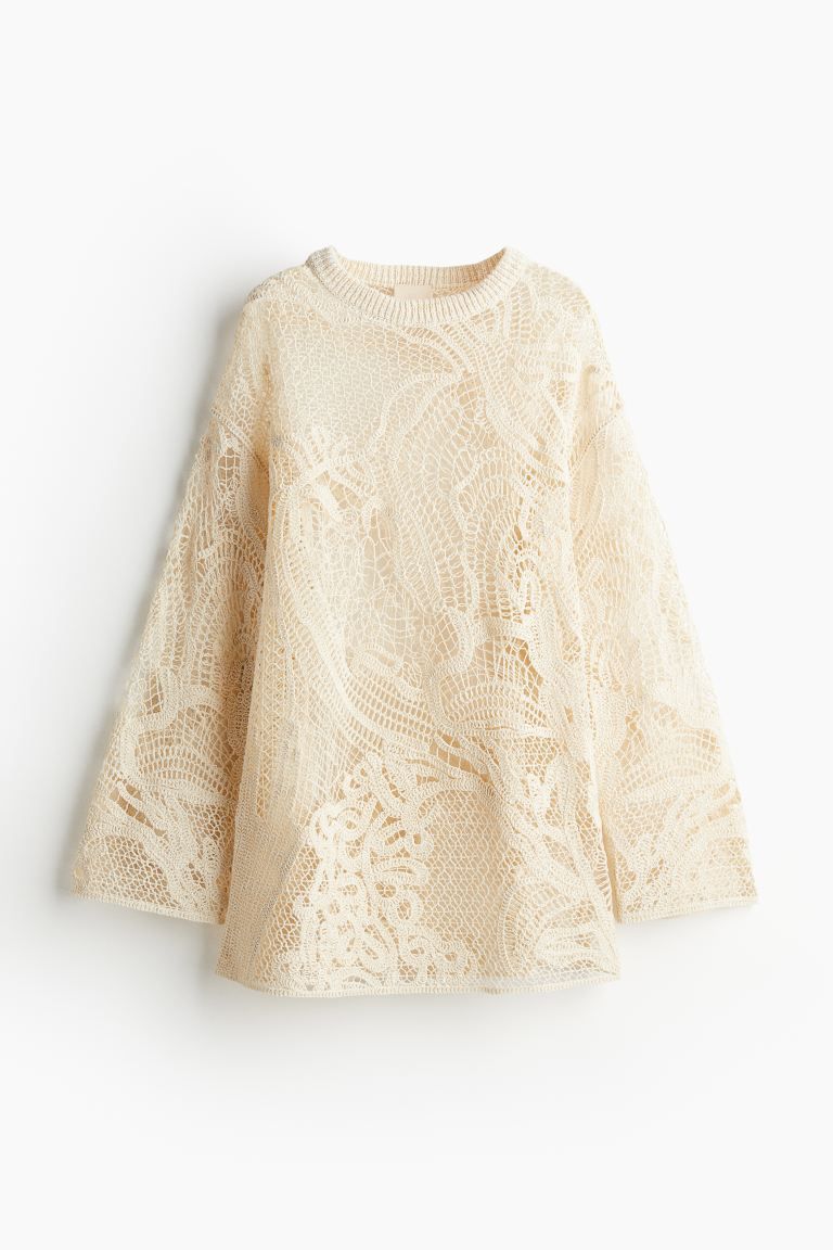 Pullover aus Wollmischung im Häkellook - Cremefarben - Ladies | H&M DE | H&M (DE, AT, CH, NL, FI)