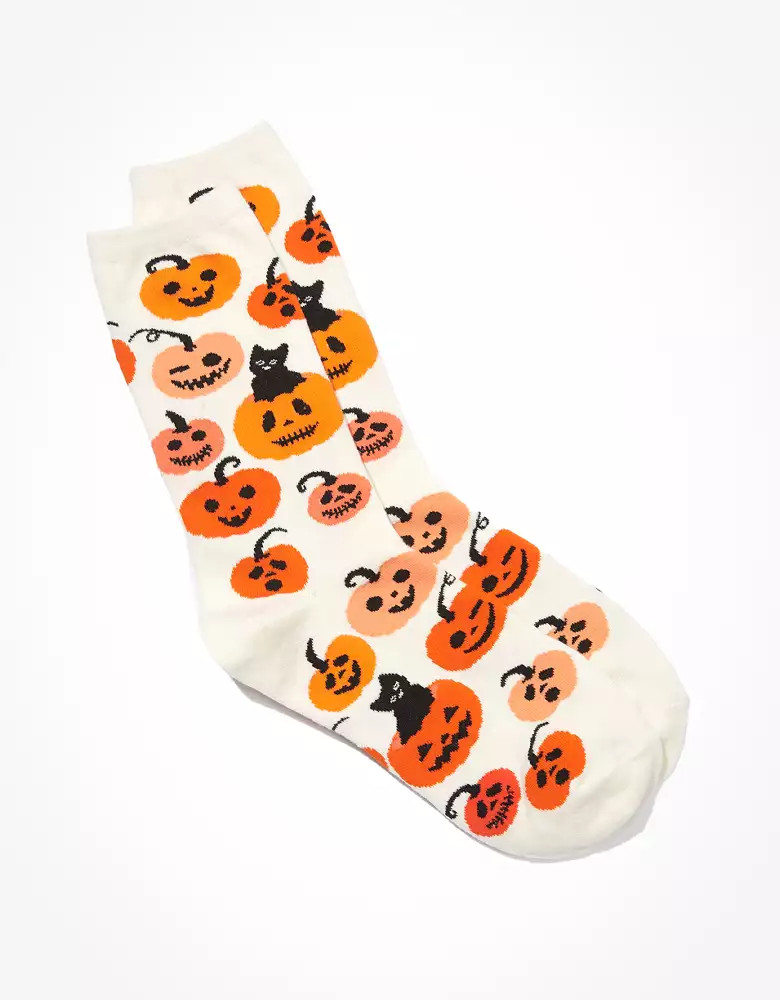 AE Pumpkin Cat Crew Sock | American Eagle Outfitters (US & CA)