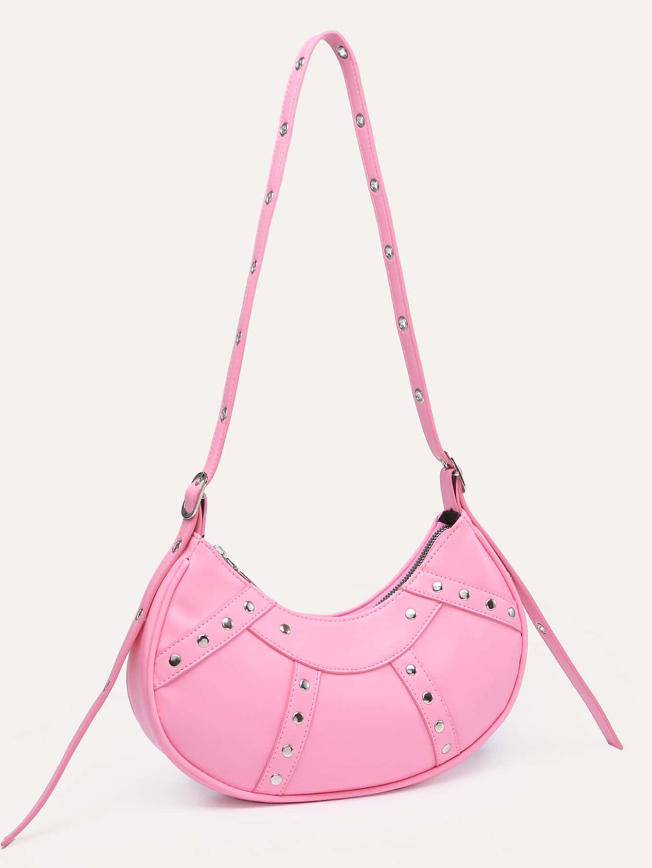 Leichte, Business-Casual-Hobo-Tasche mit Nietendekor, rosa, für Teenager, Mädchen, Frauen, Stud... | SHEIN