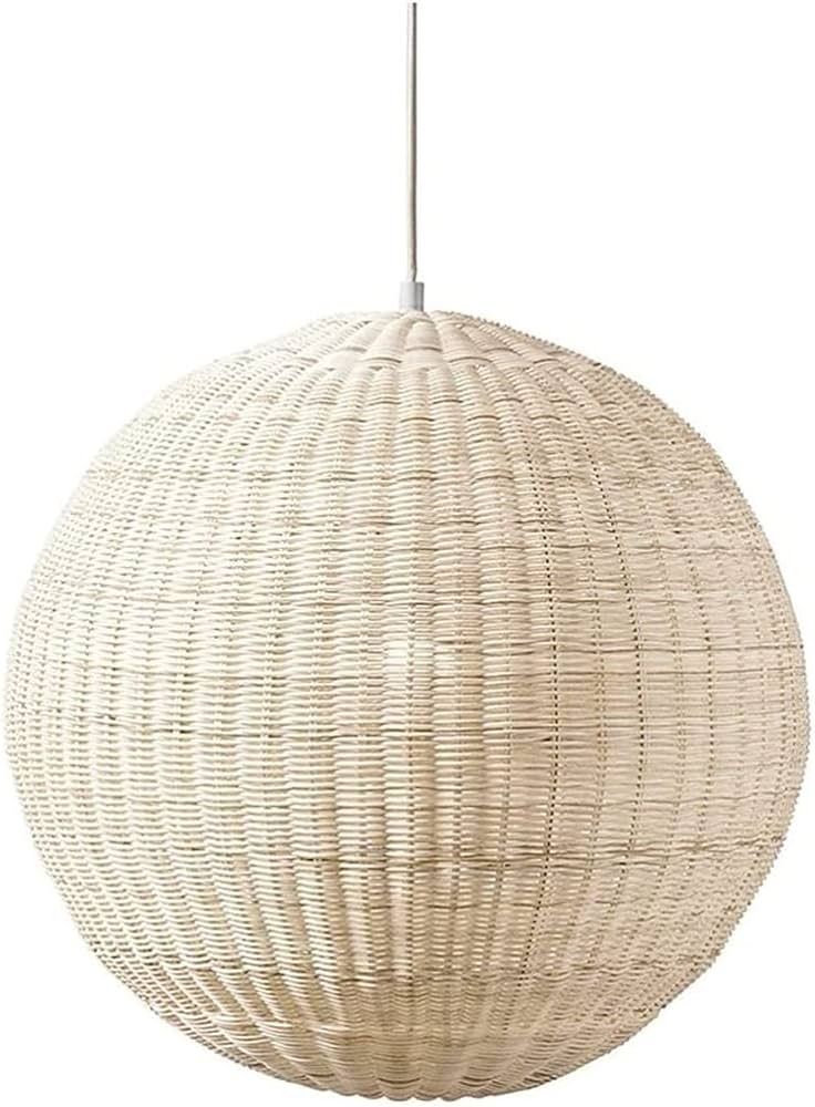 Biiiouu Bamboo Lampshade Woven Spherical Pendant Light Natural Rattan Chandelier Farmhouse Hangin... | Amazon (US)
