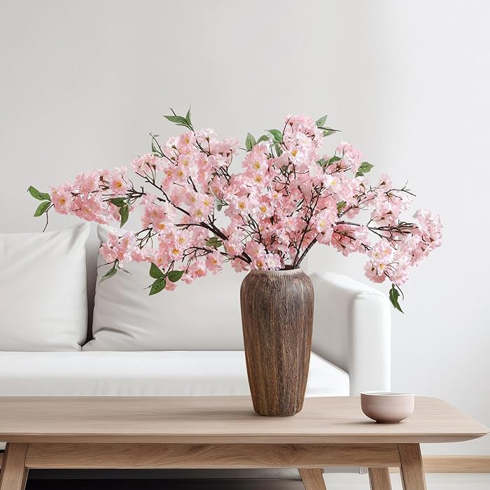 Artificial Cherry Blossom Branches 38 Inch Fake Wedding Silk Cherry Blossom Tree Stems 4 Pcs Faux... | Amazon (US)