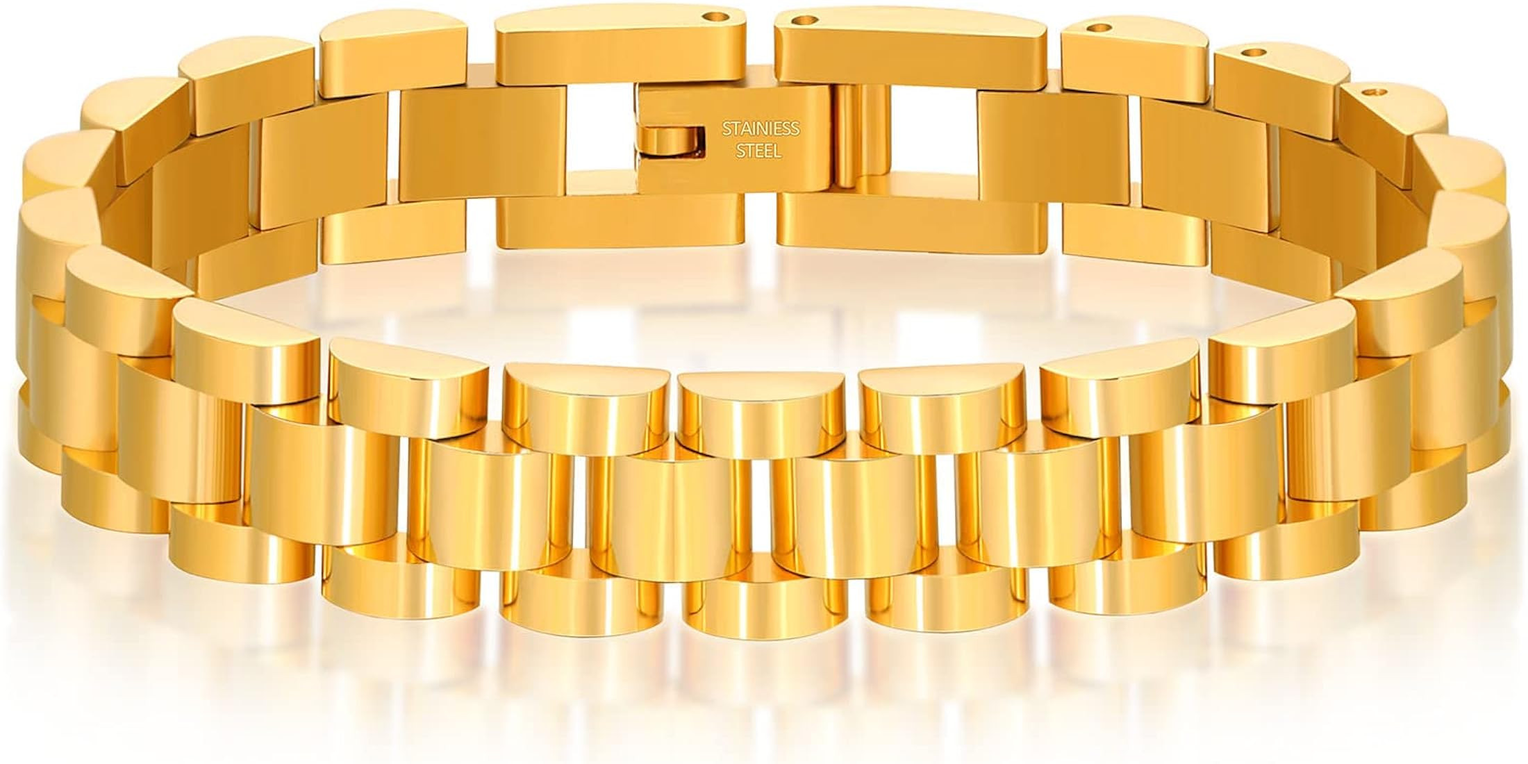 TOBENY Stainless Steel Bracelets for Women Men Silver Gold Plated Wristbands Link Chain Bracelets... | Amazon (US)