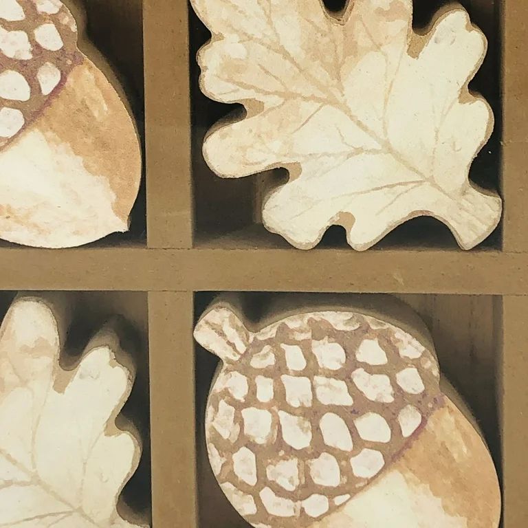 Harvest 10" MDF Brown "Hello Fall" Oak Leaves/Acorns Tic Tac Toe Table Decoration, Way to Celebra... | Walmart (US)