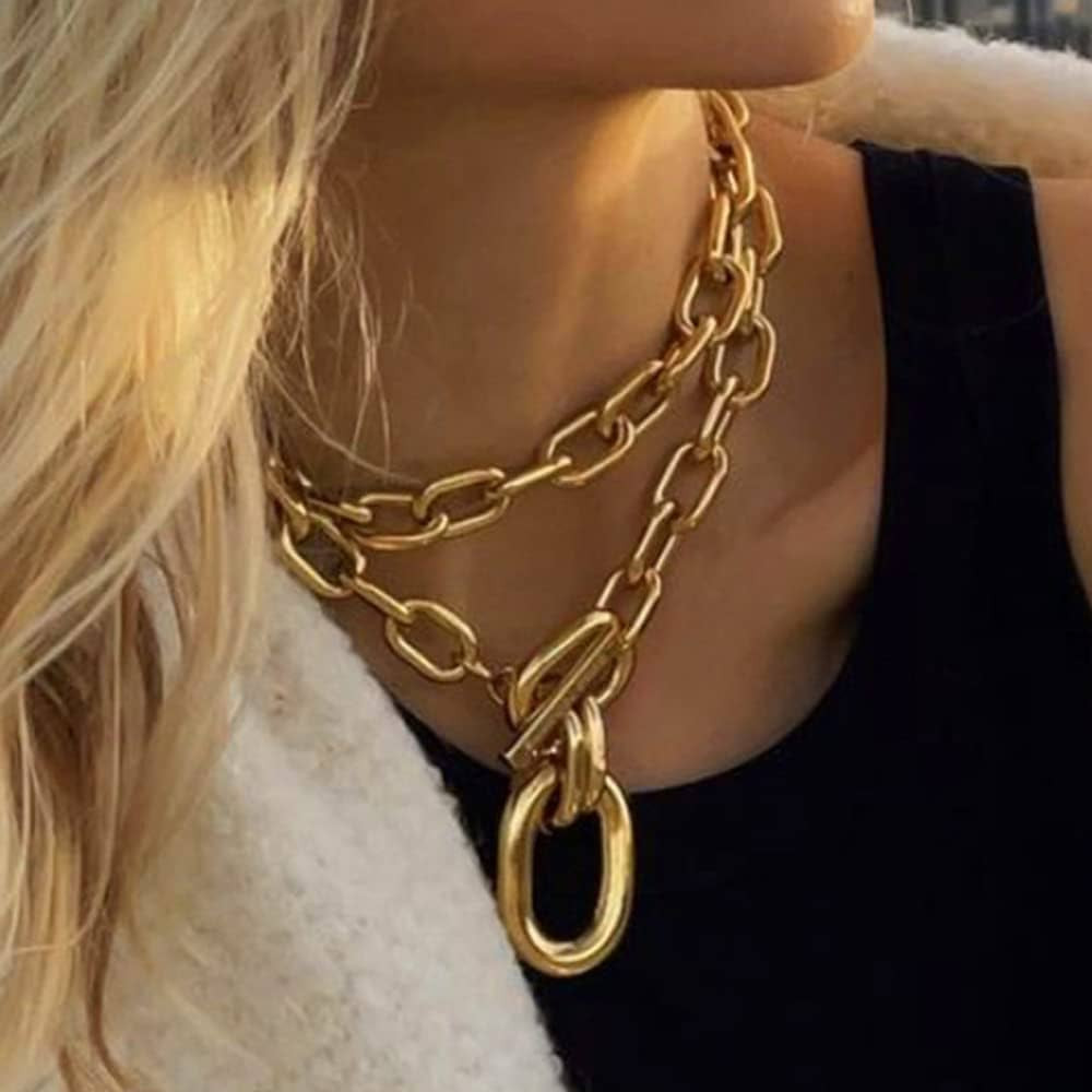 Rumtock Gold Paperclip Choker Necklaces OT Toggle Clasp Necklace for Women and Girls Nightclip Je... | Amazon (US)