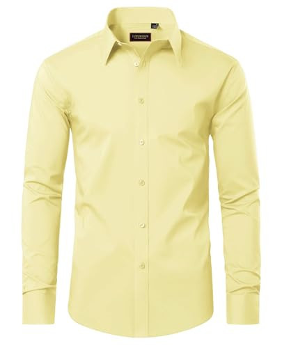 Lion Nardo Mens Light Yellow Dress Shirt Cotton Button Down Shirt Long Sleeve Wrinkle Free Dress Shirts Business Casual Formal Shirts Big and Tall | Amazon (US)