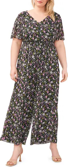 Floral Print Split Hem Wide Leg Jumpsuit | Nordstrom