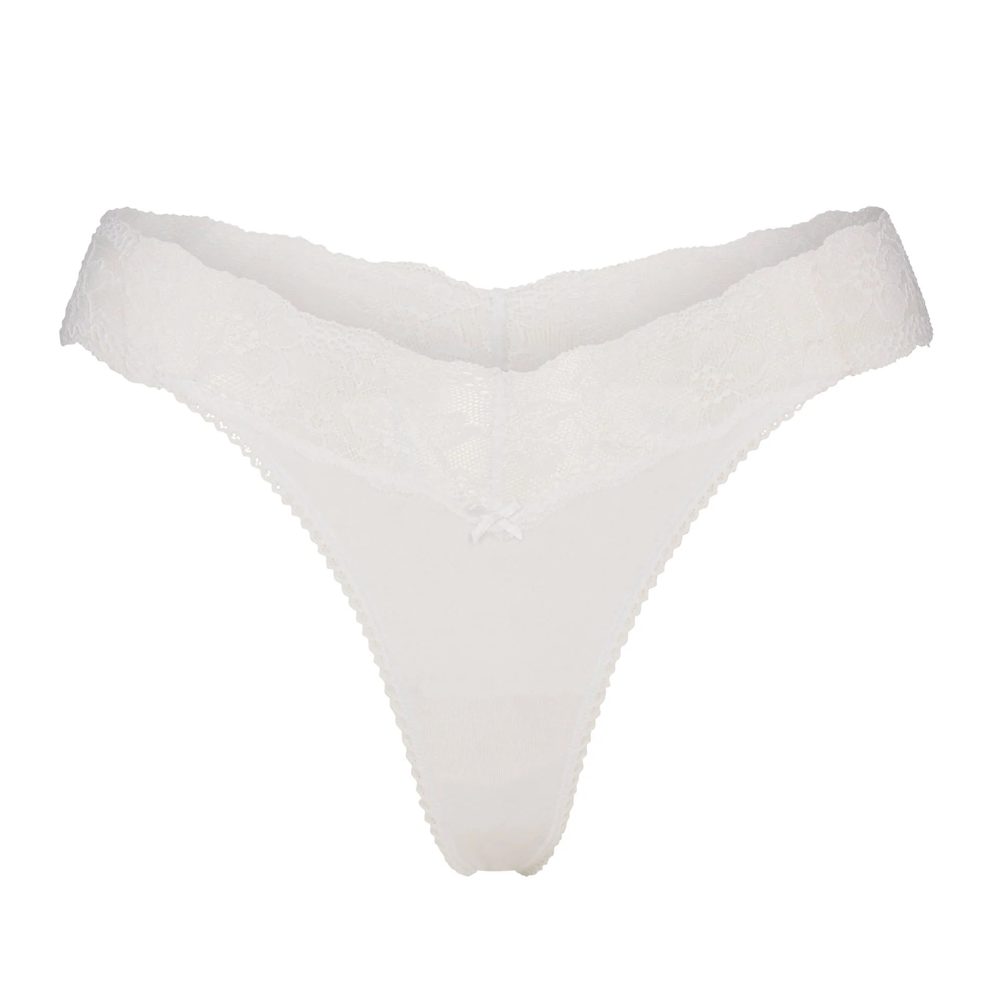 LIGHTWEIGHT COTTON WIDE LACE THONG | SNOW | SKIMS | SKIMS (US)