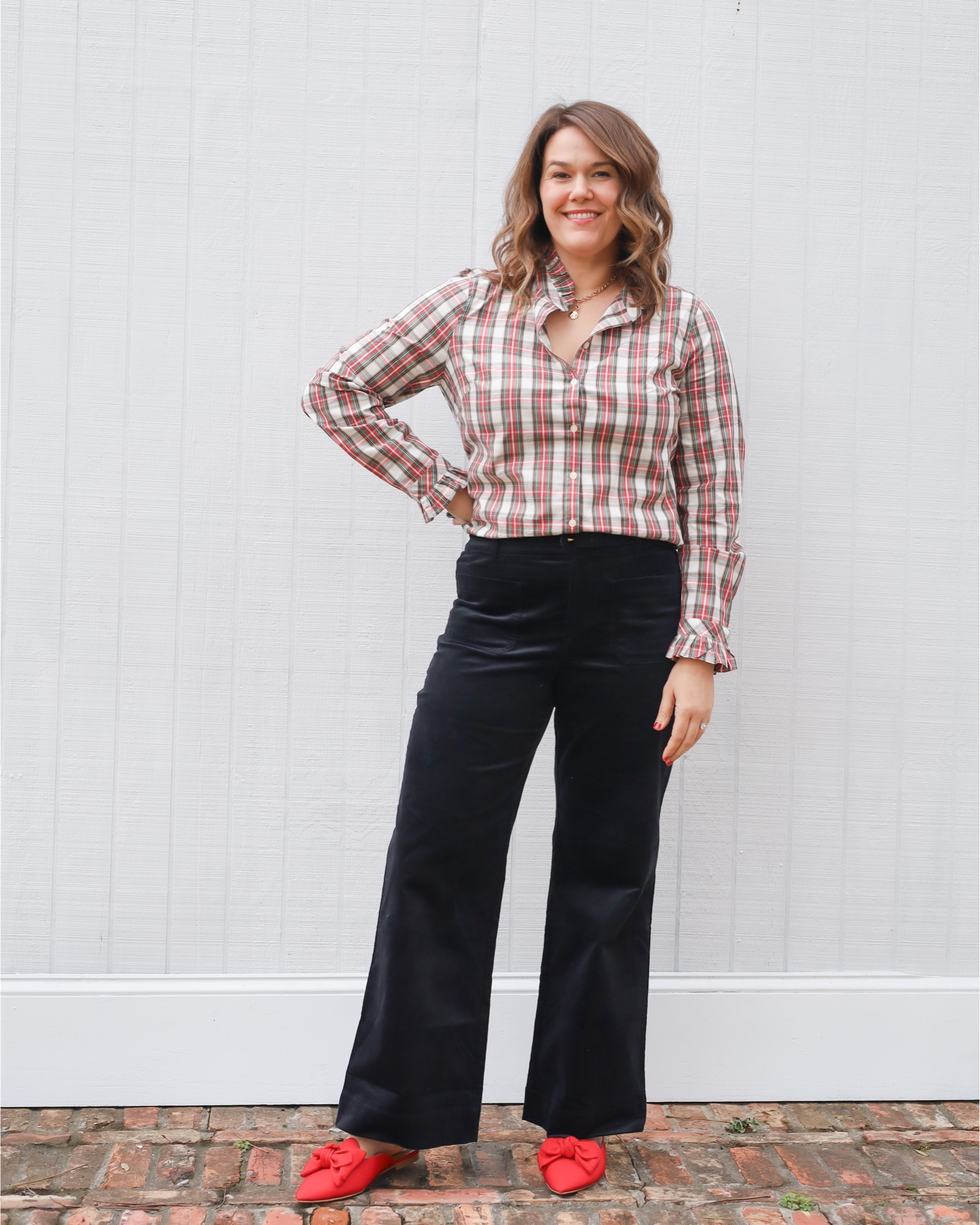 Holiday outfit ideas with black velvet pants. 



Midsize style, size 10 style, midsize outfit inspo, plaid shirt, red shoes, beige sweater jacket, beige sweater, long sweater coat, outfit ideas for the holidays, holiday style finds, holiday outfits, 

#LTKHoliday #LTKGiftGuide #LTKMidsize