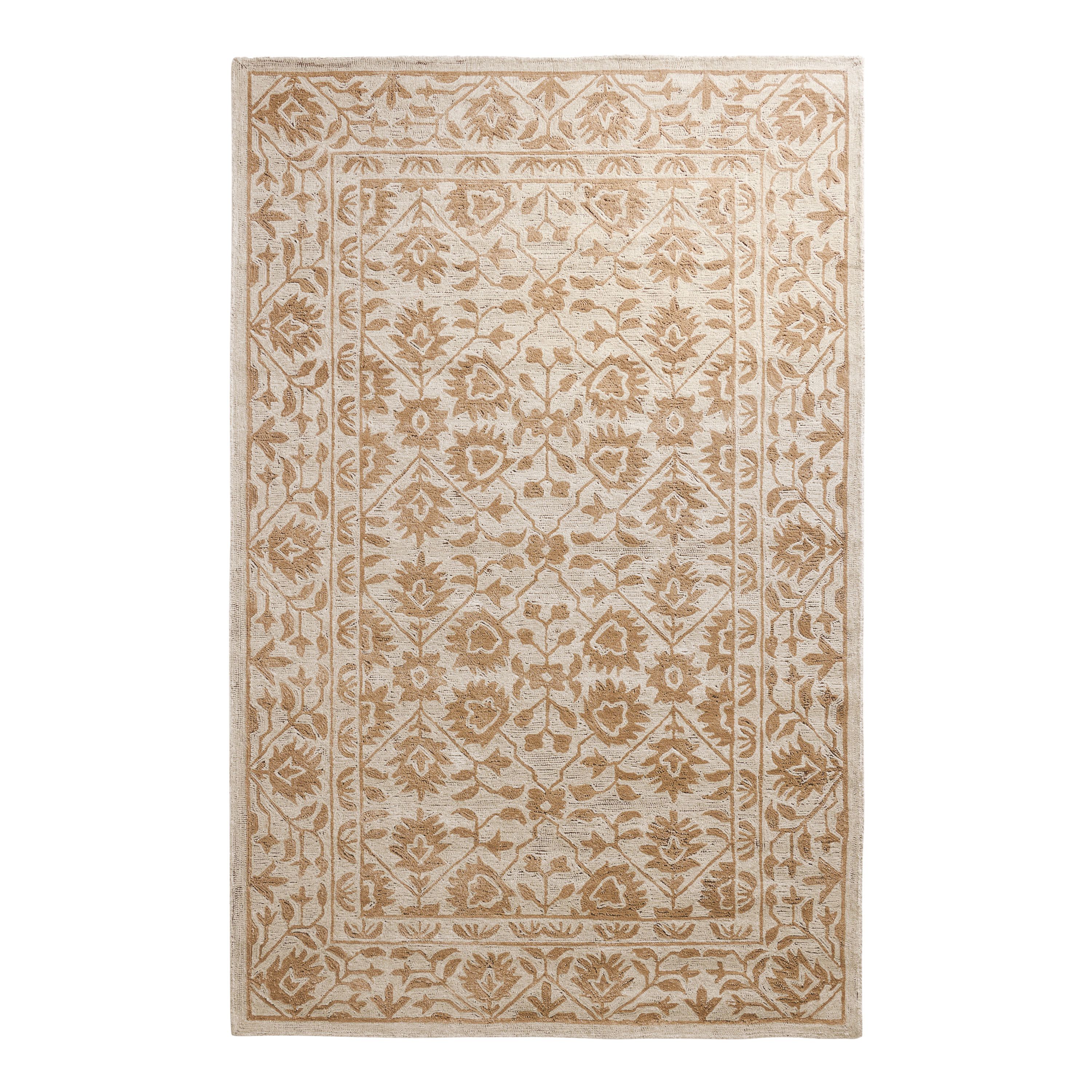 Eliza Brown Floral Traditional Style Tufted Wool Area Rug | World Market