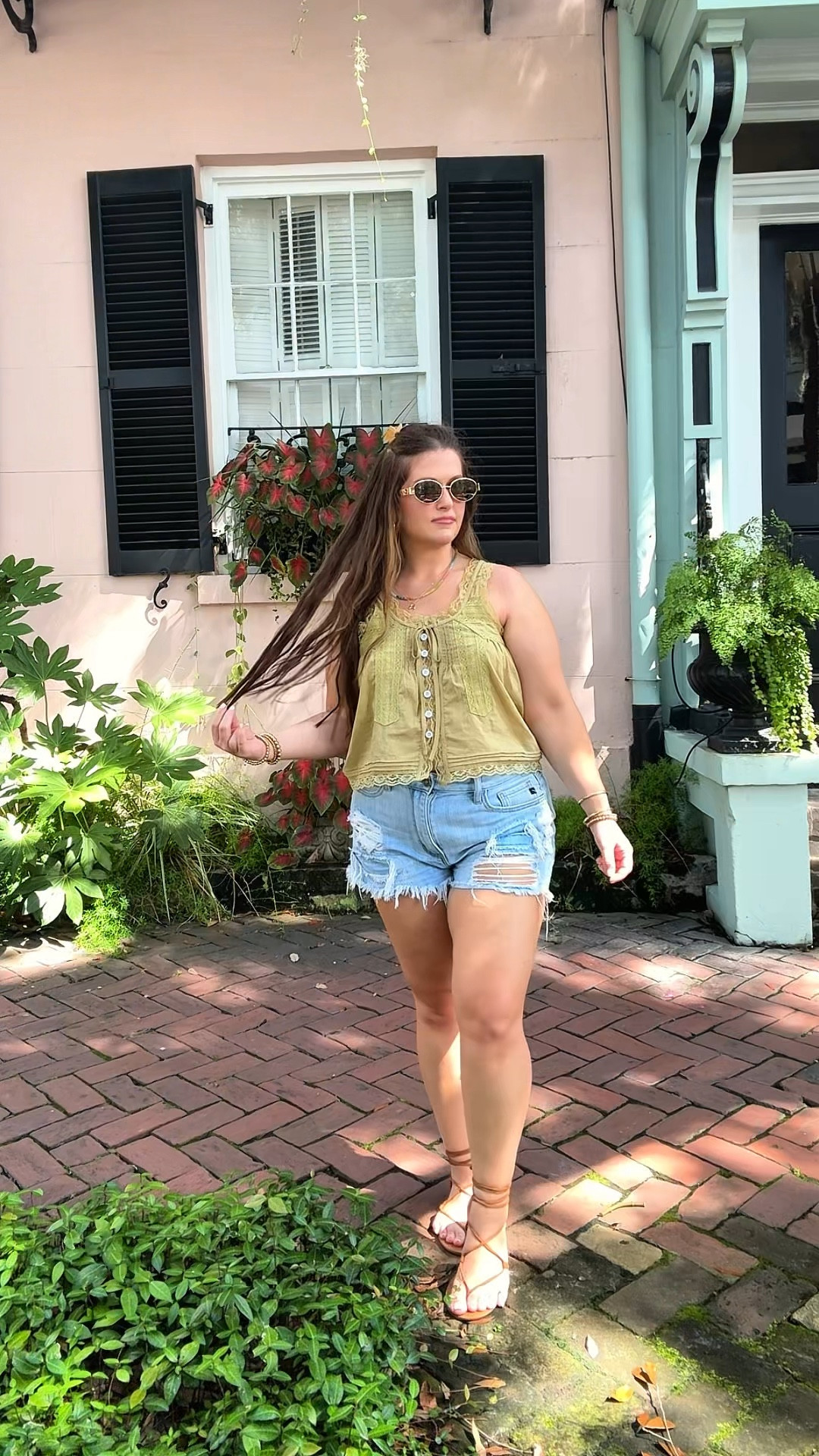 free people inspired top - colorful and fun casual outfit for summer 🍃🥝 #freepeopleinspired #amazonfashionfinds #lookforless 

#LTKPetite #LTKFindsUnder50 #LTKStyleTip