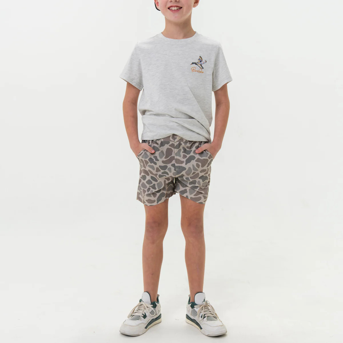 Youth Everyday Short - Classic Deer Camo - Grey Pocket | BURLEBO