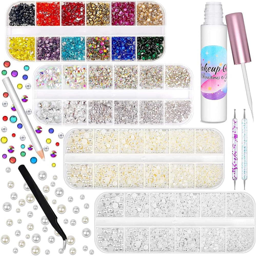 6645Pcs Face Rhinestones with Glue for Makeup, Flatback Eye Gems Colorful Makeup Jewels with Whit... | Amazon (CA)
