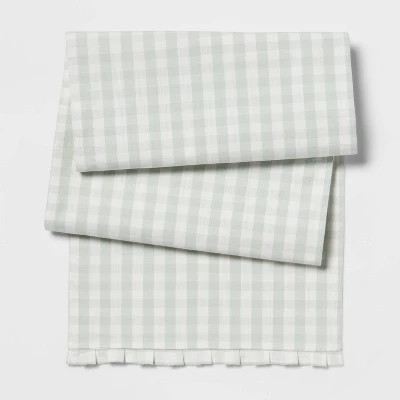 72" x 14" Cotton Gingham Kitchen Table Runner Green - Threshold™ | Target