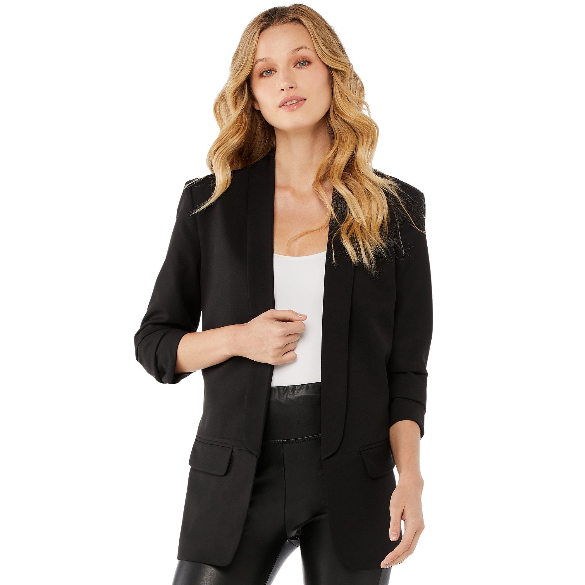 Scoop Women’s Matte Boyfriend Blazer with Scrunch Sleeves | Walmart (US)