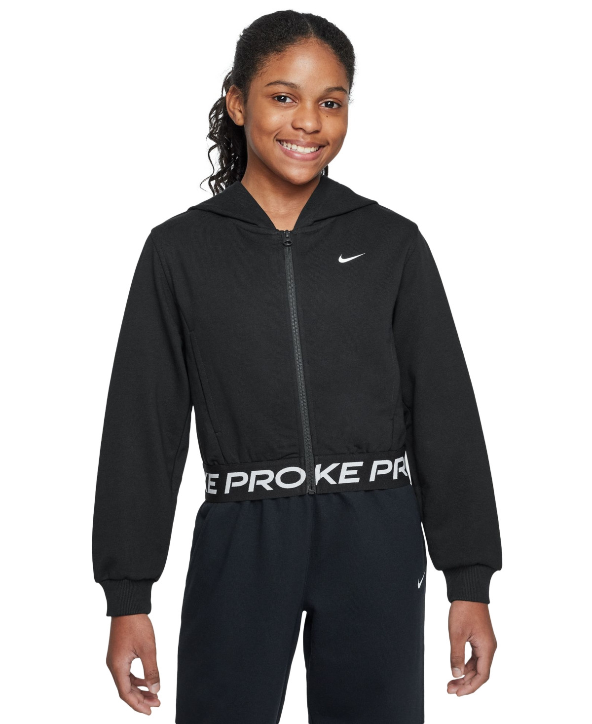 Nike Big Girls Pro Fleece Dri-fit Full-Zip Hoodie - Black | Macy's