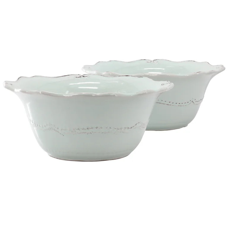 Modern Southern Home Capri 2 Piece 10 Inch Scalloped Stoneware Serving Bowl Set in Egg Blue - Wal... | Walmart (US)