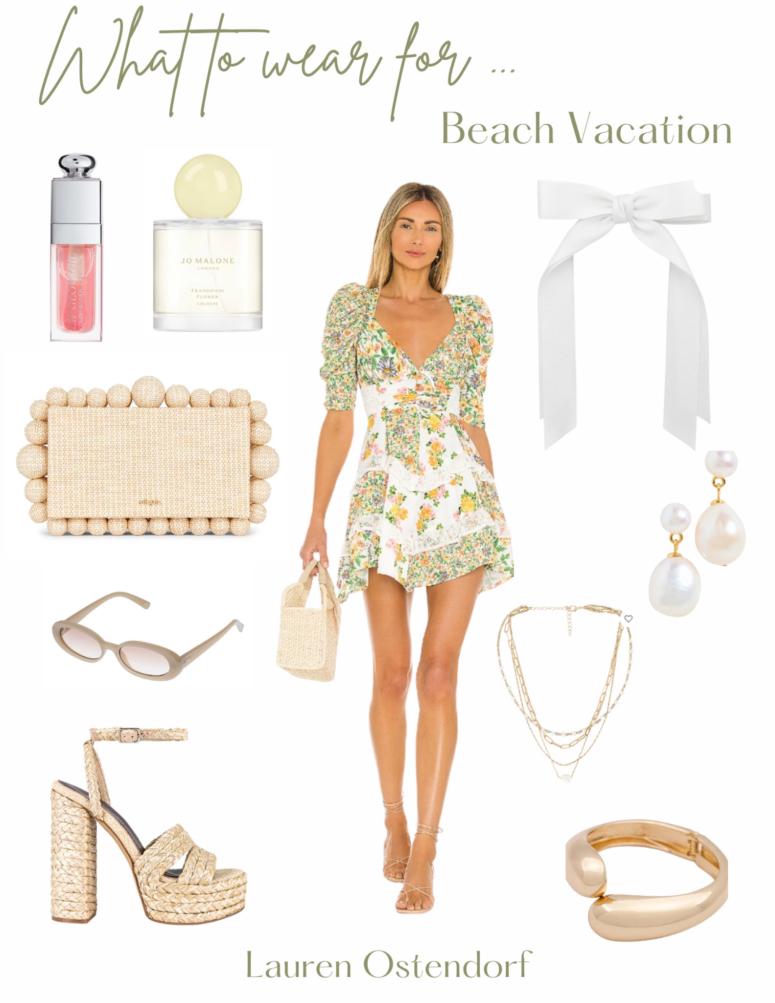 Vacation outfit !! 

Hair bow , sandals, woven heels , gold jewelry, pearl jewelry, floral dress, spring dress, summer dress, sundress 

#LTKU #LTKtravel #LTKSeasonal