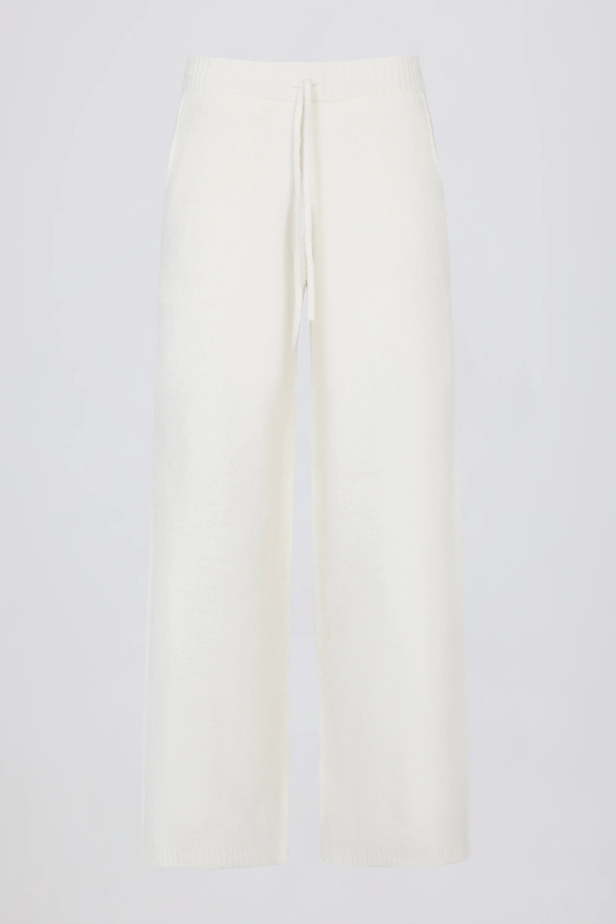 Knit Mid-Rise Wide-Leg Joggers in Ivory | Bo+Tee