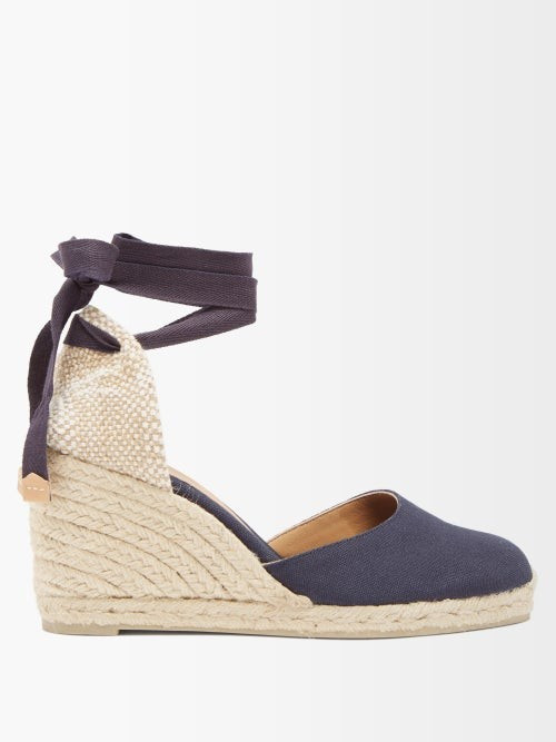 Castañer - Carina 80 Canvas & Jute Wedge Espadrilles - Womens - Navy | Matches (US)