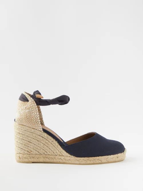 Castañer - Carina 80 Canvas & Jute Wedge Espadrilles - Womens - Navy | Matches (US)