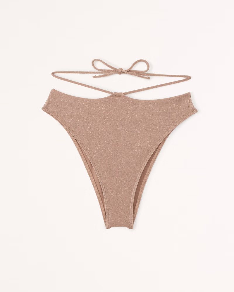 Women's Shimmer Strappy High-Waist High-Leg Cheeky Bottoms | Women's Swimwear | Abercrombie.com | Abercrombie & Fitch (US)