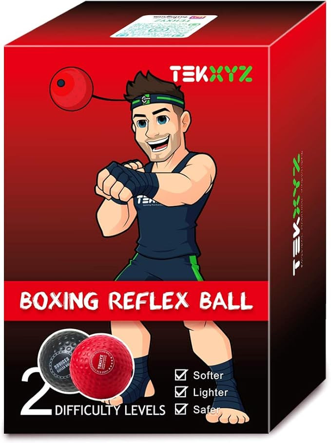 TEKXYZ Boxing Reflex Ball, 2 Difficulty Levels Boxing Ball with Headband, Softer Than Tennis Ball... | Amazon (US)