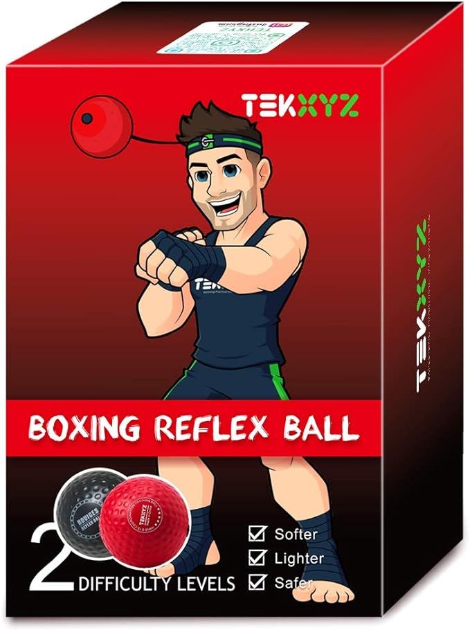 TEKXYZ Boxing Reflex Ball, 2 Difficulty Levels Boxing Ball with Headband, Softer Than Tennis Ball... | Amazon (US)