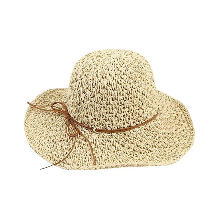 Sun Hat for Women Floppy Straw Wide Brim Summer Hats Foldable Packable UV Protection Gardening Be... | Walmart (US)