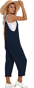 Muchpow Jumpsuits for Women Causal Summer Outfits Adjustable Strap Rompers V Neck Sleeveless Hare... | Amazon (US)