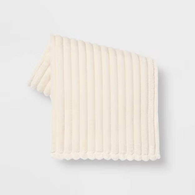 Ribbed Plush Throw Blanket Blush - Room Essentials™ | Target