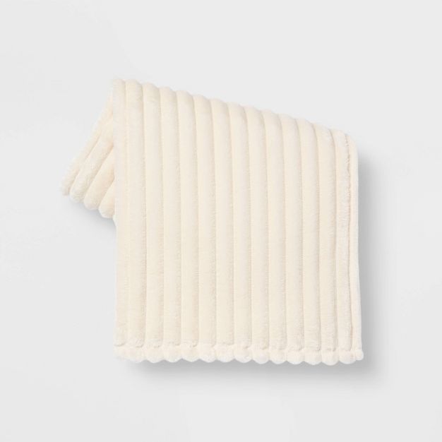 Ribbed Plush Throw Blanket Blush - Room Essentials&#8482; | Target