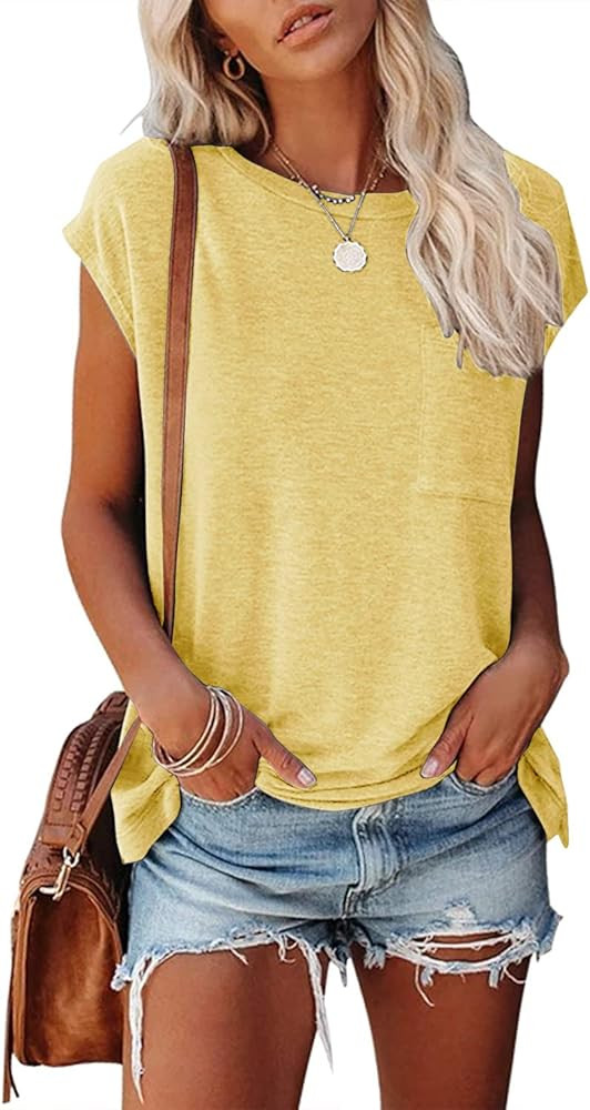 ZCSIA Women's Summer Casual Tee Batwing Short Sleeve Basic T Shirts Solid Color Loose Tunic Tops Blo | Amazon (US)