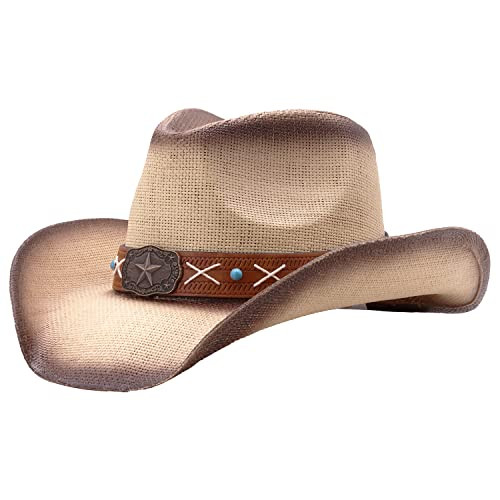 Retro Rodeo Wild Western Cowboy Hats for Men and Women - Star - Light Brown - 3 | Amazon (US)