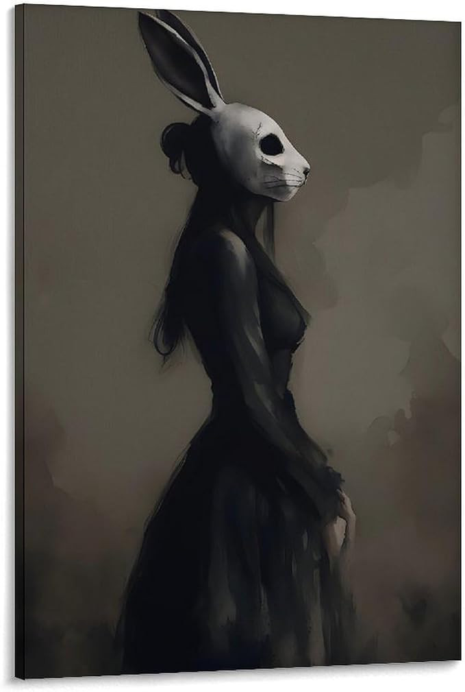 AWQzlS Art Poster Woman Wearing Rabbit Mask Victorian Style Print Vintage Home Wall Decor Canvas ... | Amazon (US)
