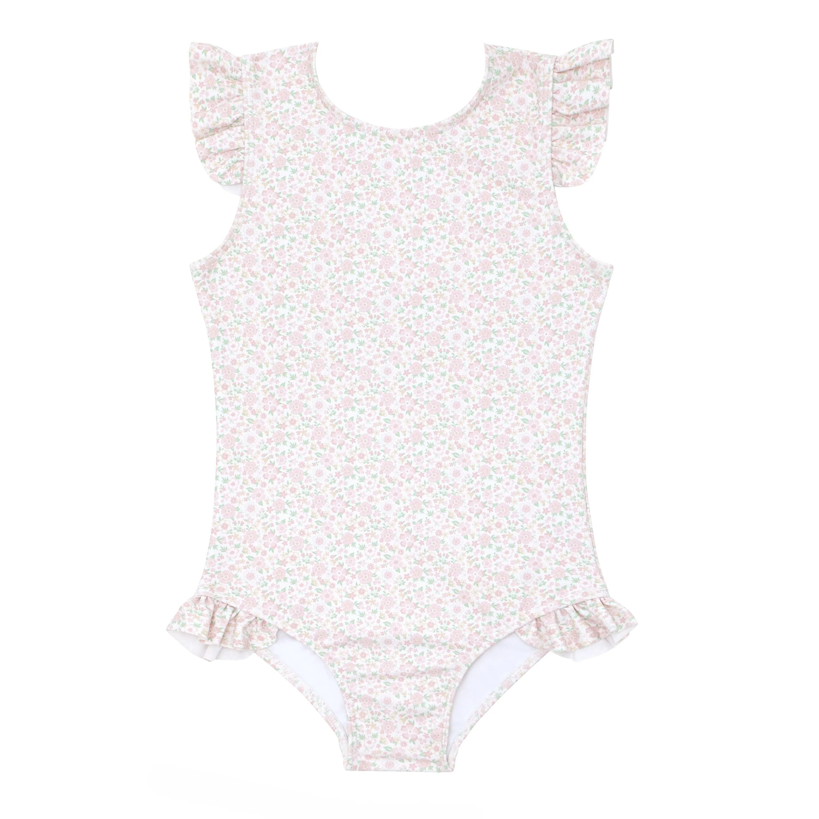 girls antique floral ruffle sleeve rashguard one piece | Minnow