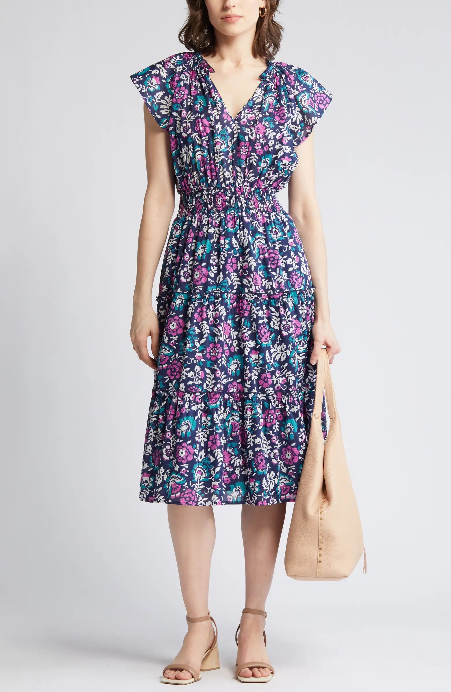 Amellia Floral Cotton Midi Dress | Nordstrom
