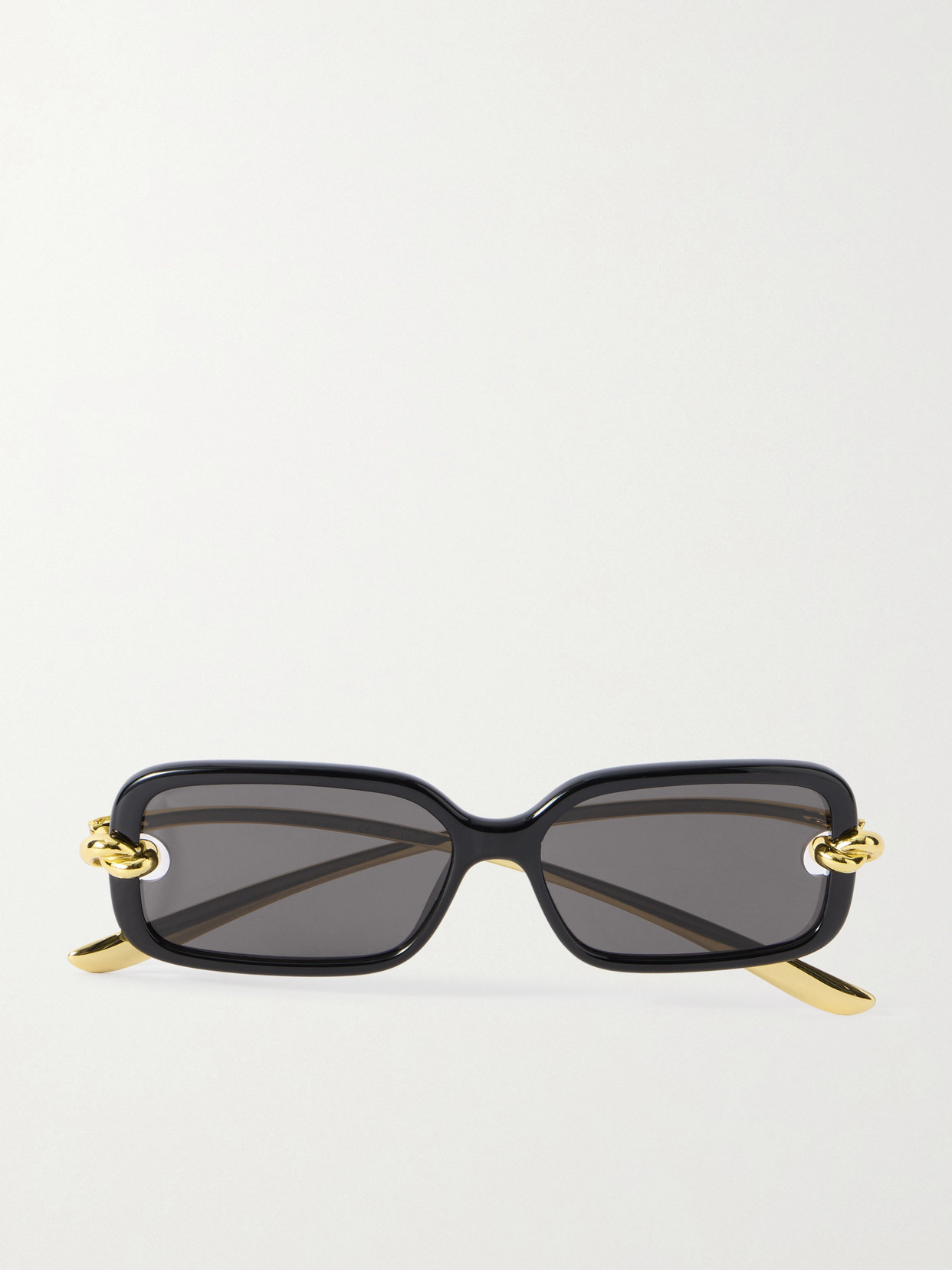 BOTTEGA VENETA EYEWEAR - Knot Rectangular-frame Acetate And Gold-tone Sunglasses - Black | NET-A-PORTER (US)