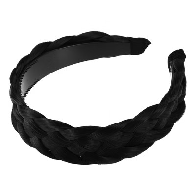 Unique Bargains Women's Synthetic Hair Braided Headband 1.61" Wide Black | Target