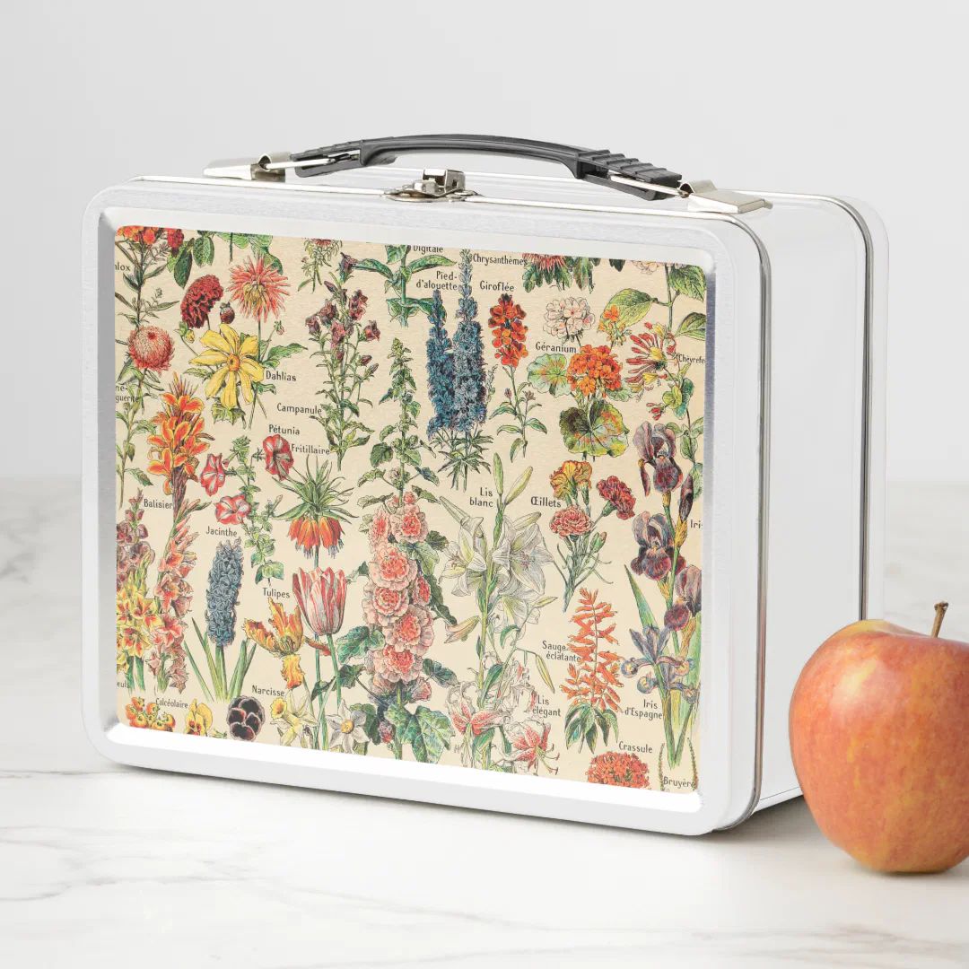 Vintage Flowers by Adolphe Millot Metal Lunch Box | Zazzle | Zazzle