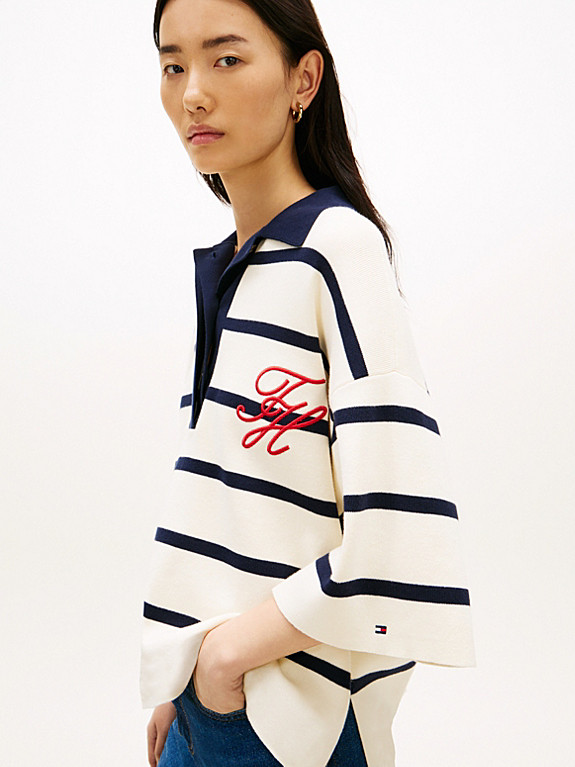 Premium Knit Gold-Tone Button Polo Jumper | Tommy Hilfiger UK