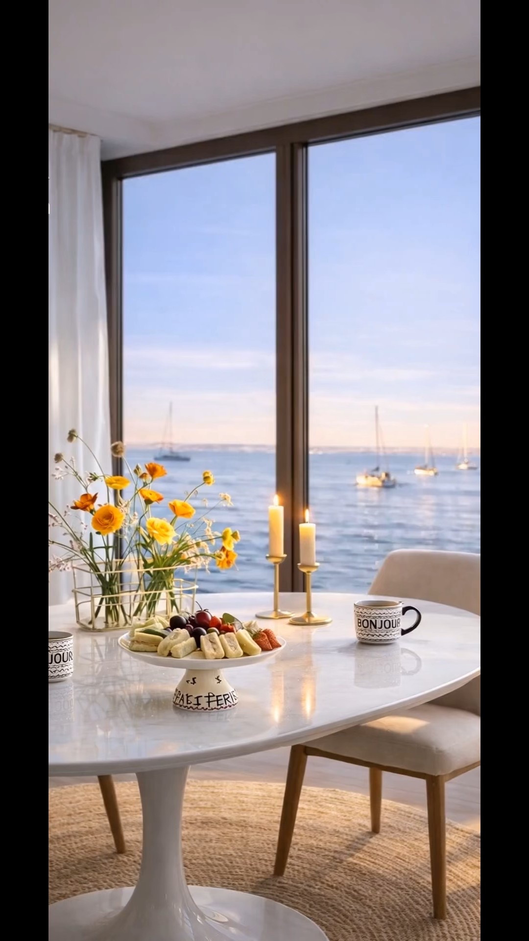 Saturday Morning Mood.
Soft light drifting in from the ocean,
the room slowly waking up before the day does.

The mid-century modern dining table sets the tone — sculptural, grounded, quietly elegant. No sharp edges, no visual clutter. Just one strong form anchoring the space.

A minimal, loosely arranged bouquet brings movement without noise — natural stems, a little asymmetry, nothing overly styled. It feels gathered, not staged.

The view becomes part of the interior.
The ocean isn’t just outside — it softens the entire room.

Design like this doesn’t try too hard.
It creates space to slow down.

And that’s the real Saturday luxury.

#SaturdayMorning
#SaturdayMood
#CoastalInterior
#OceanViewLiving
#MidCenturyModern
#MidCenturyModernFurniture
#MidCenturyModernDiningTable
#MidCenturyModernDiningChair
#TulipTable
#JuteRug
#Tabletop
#Tableware
#DiningRoomDesign
#InteriorStyling
#HomeDecorInspo
#QuietLuxury
#WeekendAtHome

#LTKdayinmylife #LTKHome