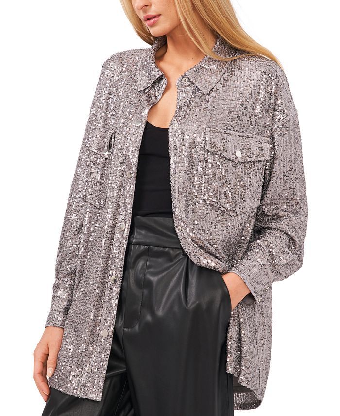 Riley & Rae Sequin Shirt Jacket & Reviews - Jackets & Blazers - Women - Macy's | Macys (US)