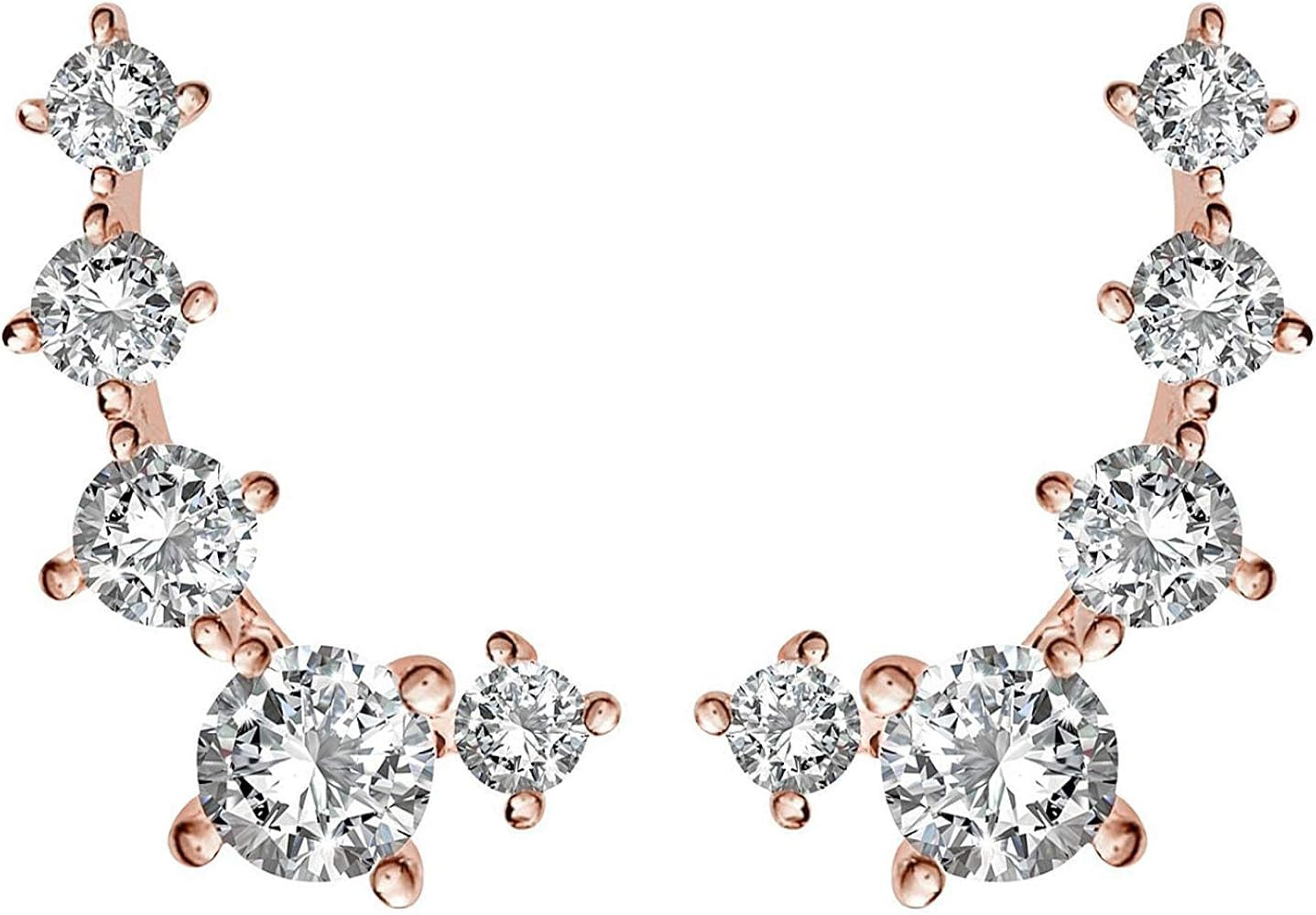 PAVOI 14K Gold Plated Cubic Zirconia Ear Crawler Earrings - Faux Diamond Arrow Ear Climber Fashio... | Amazon (US)