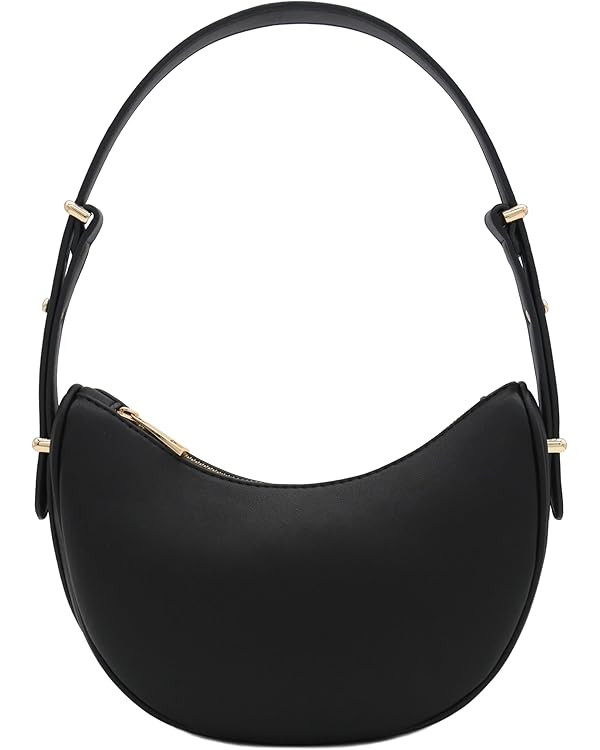 Small Crescent Smooth PU Leather Underarm Shoulder Bag | Amazon (US)