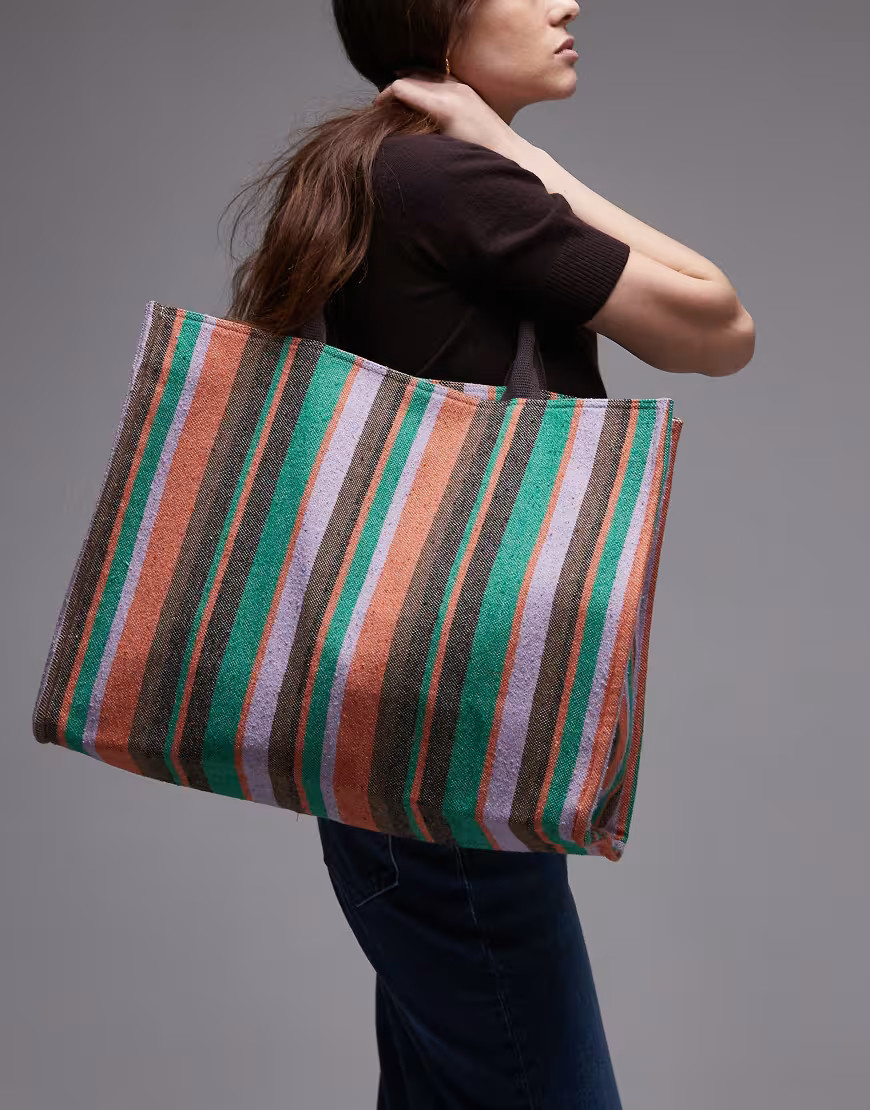 Topshop Toby canvas bag in multi coloured stripe | ASOS (Global)