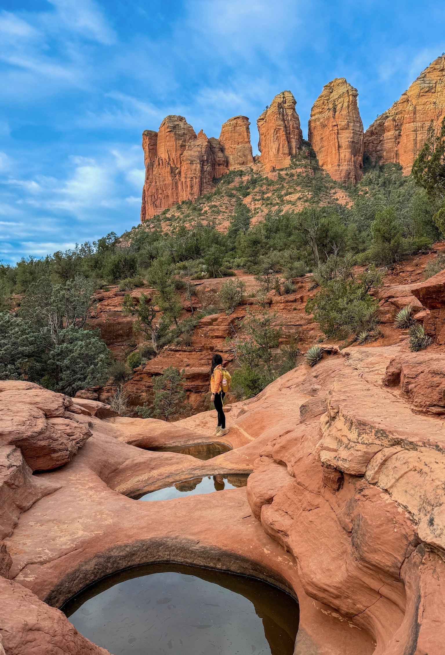 Travel Outfit | Outdoorsy Outfit | Granola Girl Outfit | Arizona Travel | Hiking Outfit | Adventure Outfit | Sedona Arizona

Wearing:
Patagonia W's R1 CrossStrata Jkt heirloom peach
Merrell Women's Moab 3 Mid Waterproof poplar
Oner Active effortless seamless leggings 
Takeya 40l water bottle pink

#LTKTravel #LTKStyleTip #LTKActive