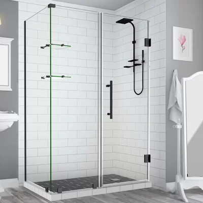 Bromley GS Frameless 59.25" x 72" Rectangle Hinged Shower Enclosure with Glass Shelves | Wayfair North America