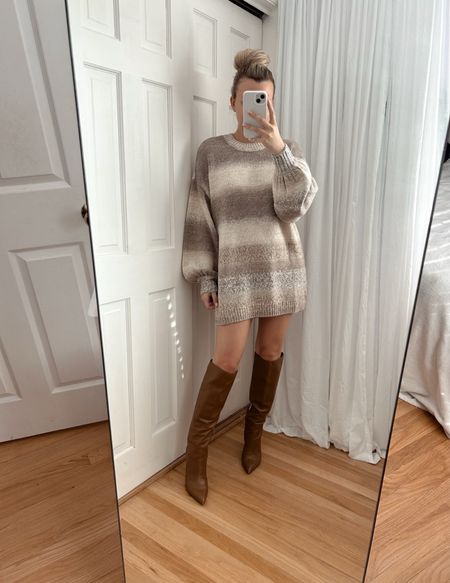 Cozy sweater dress 🤎🧸
Wearing size xs & code: SITEWIDE20 gets you 20% off AND code:HOLIDAY30 gets you 30% off select Sam Edelman boots!! Linked my favorites below🥰
Fall fashion, fall outfits, sweater dress, cozy outfits, holiday outfit

#LTKsalealert #LTKstyletip #LTKCyberWeek