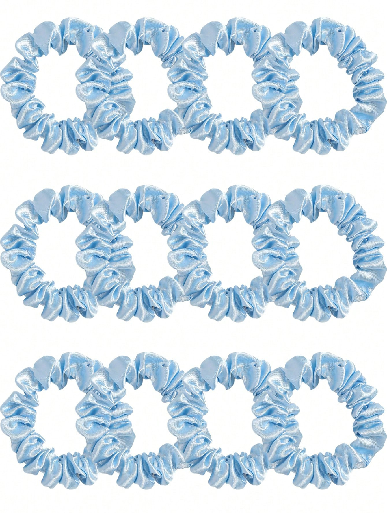 12pcs Blue Satin Sausage Hair Scrunchies | SHEIN USA | SHEIN